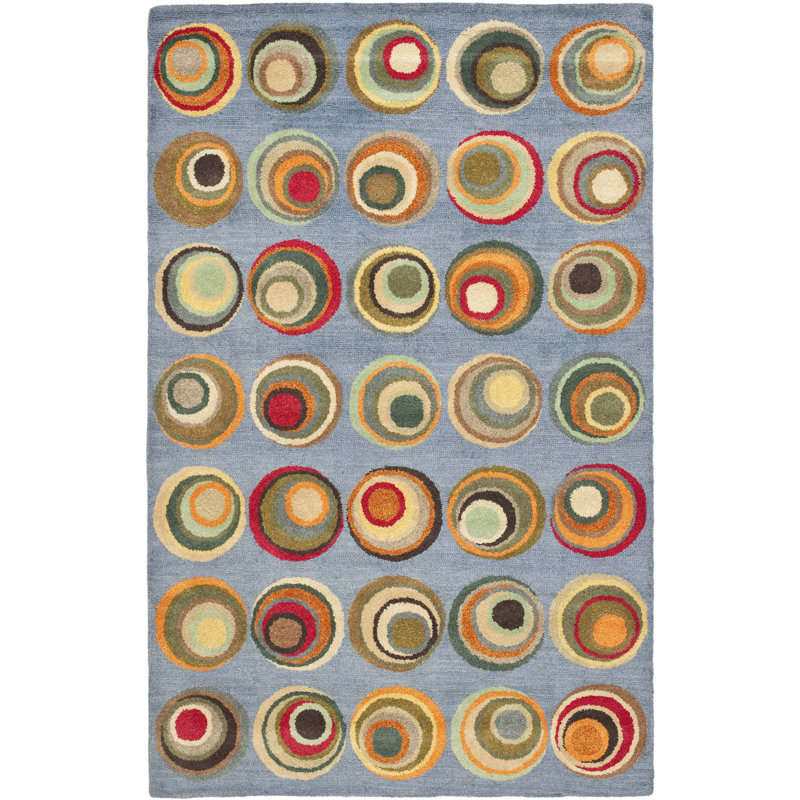 Ebern Designs Lockwood Geometric Handmade Tufted Wool Gray Area Rug